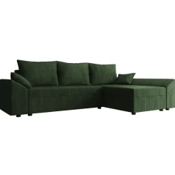 Divano letto 3 posti reversibile 240x140cm matrimoniale angolare velluto a coste verde Appia