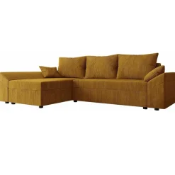 Divano letto 3 posti reversibile 240x140cm matrimoniale angolare velluto a coste senape ocra Appia