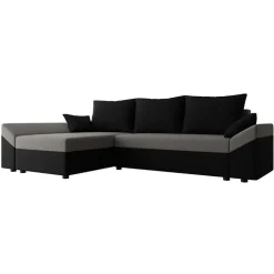 Divano letto 3 posti reversibile 240x140cm matrimoniale angolare nero grigio Appia