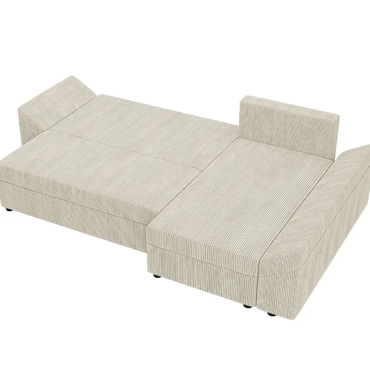 Divano letto 3 posti reversibile 240x140cm matrimoniale angolare velluto a coste beige Appia