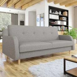 Divano letto 2 posti 216x87cm con box contenitore grigio Nebbia