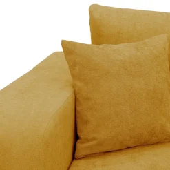 Divano letto 3 posti 248x90cm con contenitore in tessuto velo giallo senape Floty