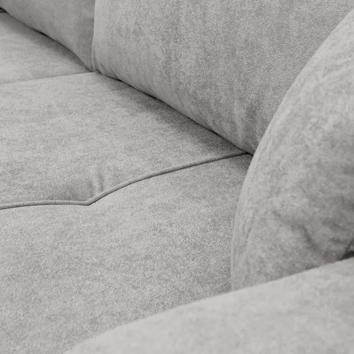 Divano letto 3 posti 248x90cm con contenitore in tessuto velo grigio chiaro Floty