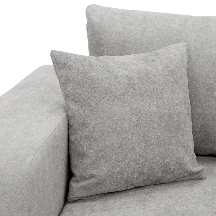 Divano letto 3 posti 248x90cm con contenitore in tessuto velo grigio chiaro Floty