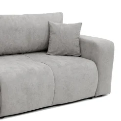 Divano letto 3 posti 248x90cm con contenitore in tessuto velo grigio chiaro Floty