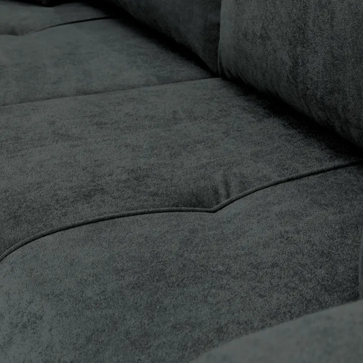Divano letto 3 posti 248x90cm con contenitore in tessuto velo nero Floty