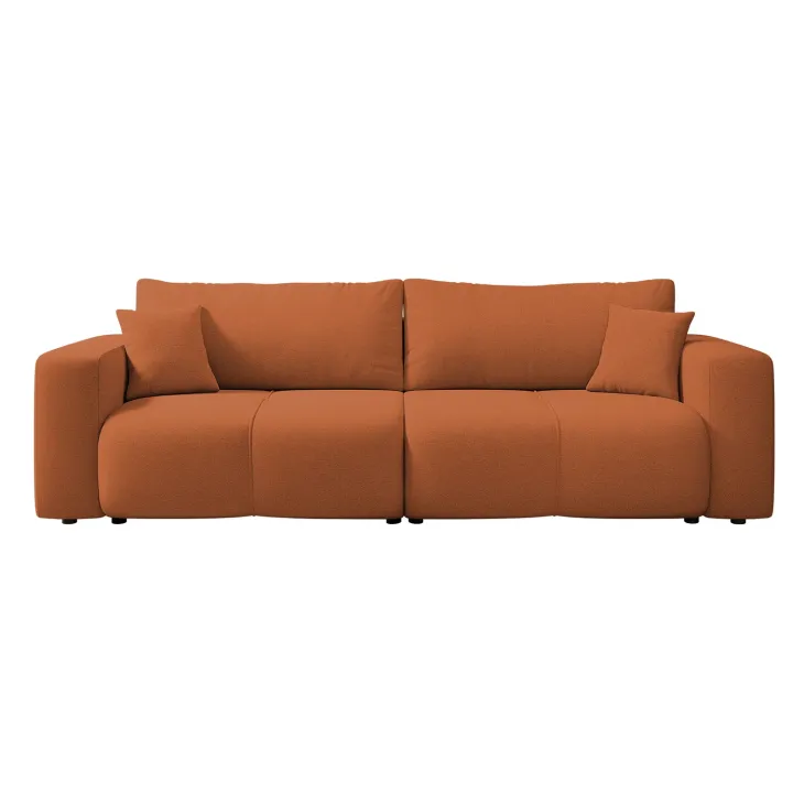 Divano letto 3 posti 248x90cm con contenitore in tessuto velo rosso mattone Floty