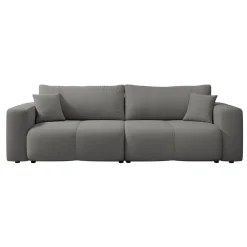 Divano letto 3 posti 248x90cm con contenitore in tessuto velo grigio scuro Floty
