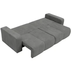 Divano letto 3 posti 248x90cm con contenitore in tessuto velo grigio scuro Floty