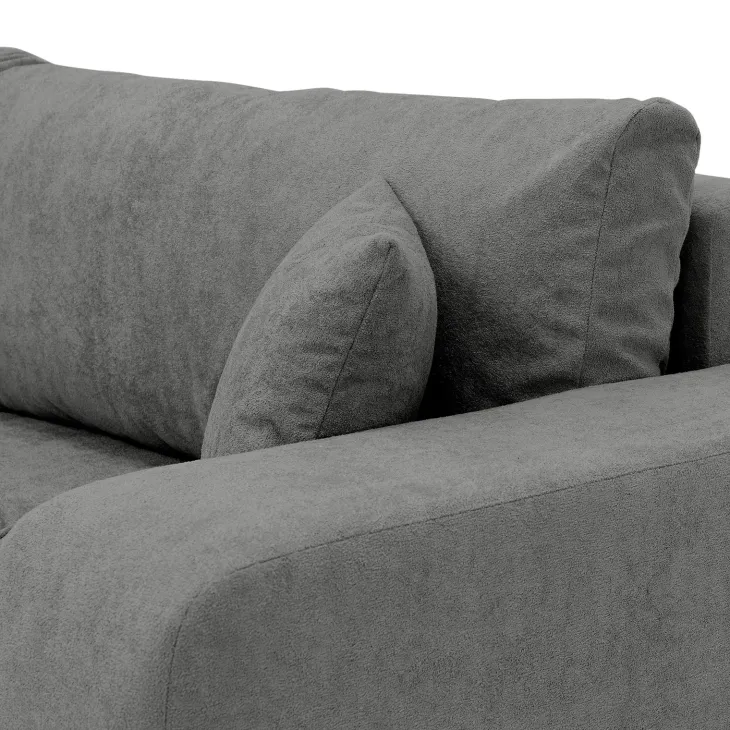 Divano letto 3 posti 248x90cm con contenitore in tessuto velo grigio scuro Floty