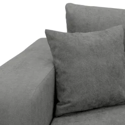 Divano letto 3 posti 248x90cm con contenitore in tessuto velo grigio scuro Floty
