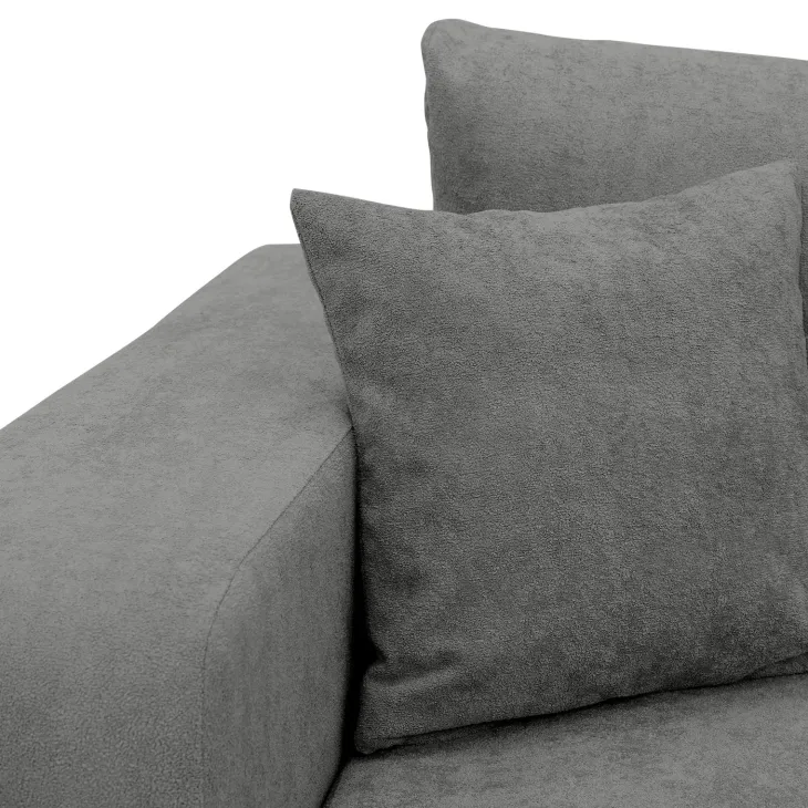 Divano letto 3 posti 248x90cm con contenitore in tessuto velo grigio scuro Floty
