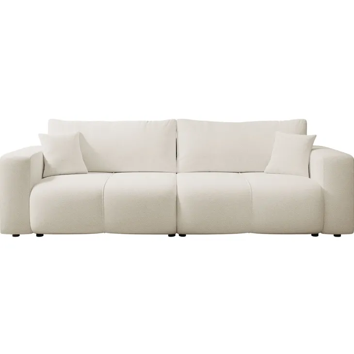 Divano letto 3 posti 248x90cm con contenitore in tessuto velo bianco Floty