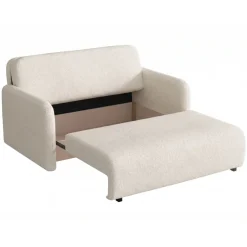 Divano letto 3 posti 170x103 cm con contenitore e cuscino tessuto velo panna Reposa