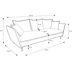 Divano letto 3 posti 237x105cm tessuto bianco Tranquil