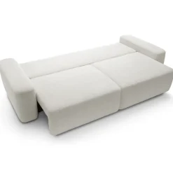 Divano letto 3 posti 257x105cm tessuto bianco Cozyfy