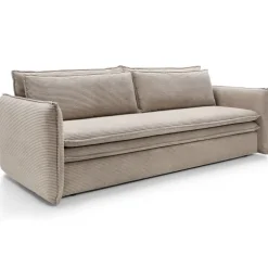 Divano letto 3 posti 229x103cm velluto a coste tortora Softure