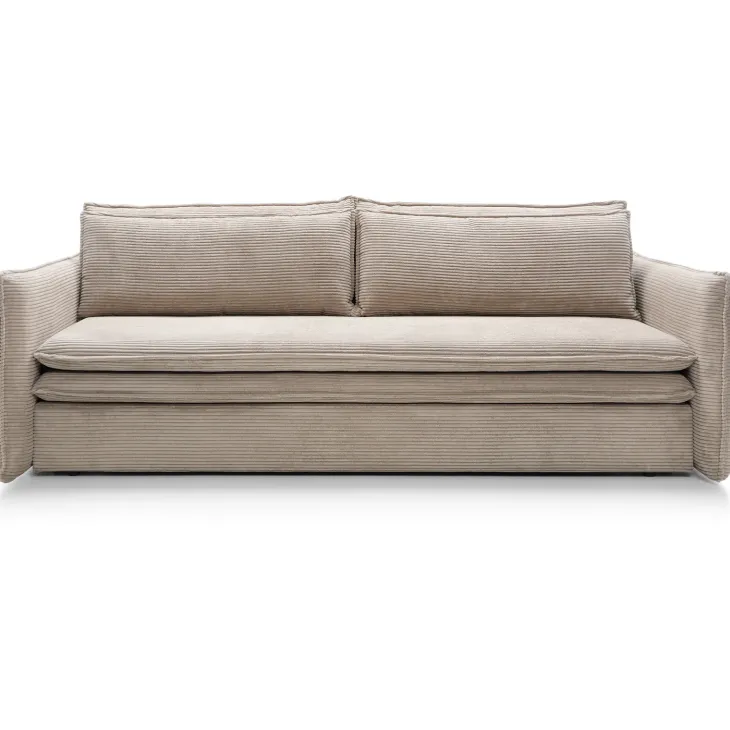 Divano letto 3 posti 229x103cm velluto a coste tortora Softure