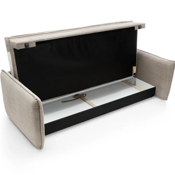 Divano letto 3 posti 229x103cm velluto a coste tortora Softure