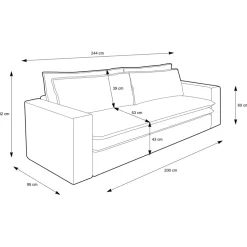Divano letto 3 posti 244x95cm velluto a coste marrone Restful