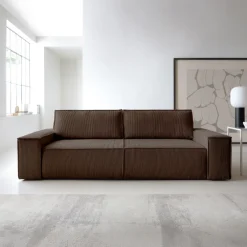 Divano letto 3 posti 257x106cm velluto a coste marrone Snuggle