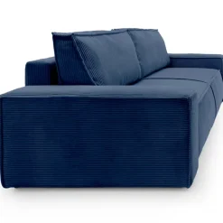 Divano letto 3 posti 257x106cm velluto a coste blu Snuggle
