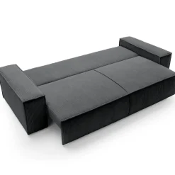 Divano letto 3 posti 257x106cm velluto a coste antracite Snuggle