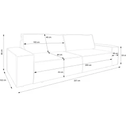 Divano letto 3 posti 257x106cm velluto a coste antracite Snuggle