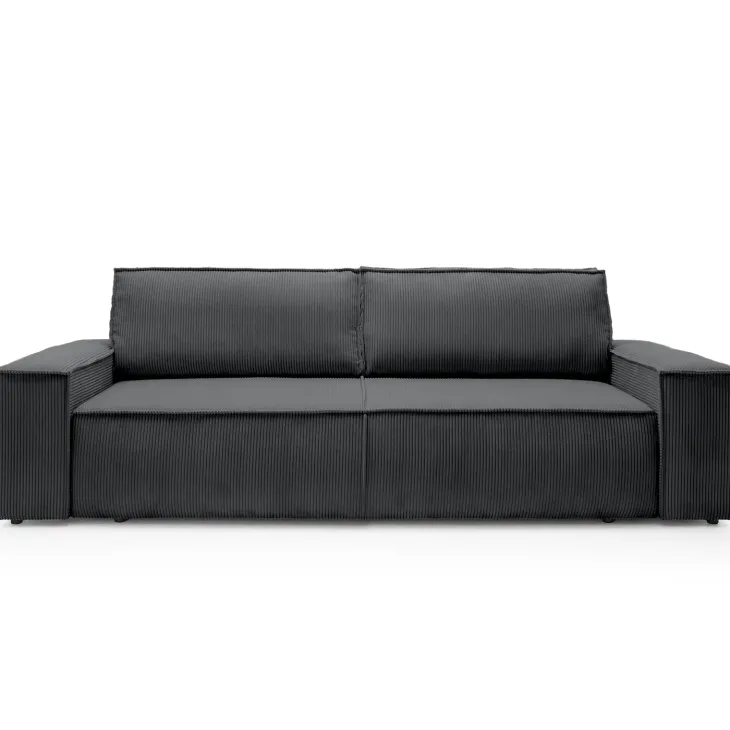 Divano letto 3 posti 257x106cm velluto a coste antracite Snuggle