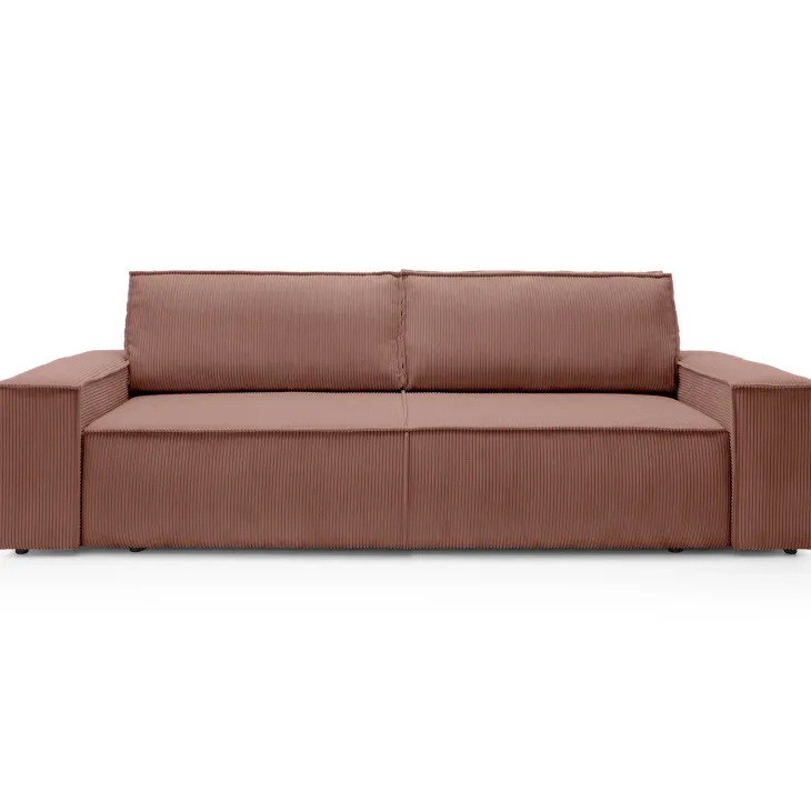 Divano letto 3 posti 257x106cm velluto a coste rosa Snuggle