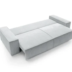 Divano letto 3 posti 257x106cm velluto a coste grigio chiaro Snuggle