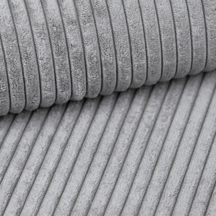Divano letto 3 posti 257x106cm velluto a coste grigio chiaro Snuggle
