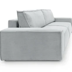 Divano letto 3 posti 257x106cm velluto a coste grigio chiaro Snuggle