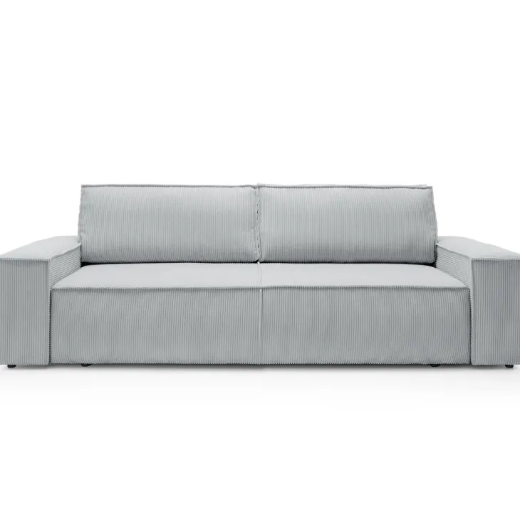 Divano letto 3 posti 257x106cm velluto a coste grigio chiaro Snuggle