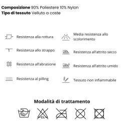 Divano letto 3 posti 244x95cm velluto a coste tortora Restful