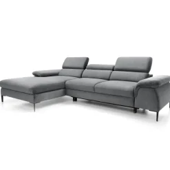 Divano letto regolabile angolare sinistra 4 posti 288x182cm tessuto grigio chiaro Loungey