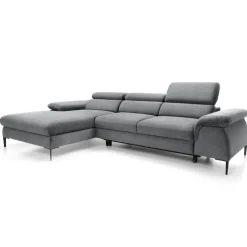 Divano letto regolabile angolare sinistra 4 posti 288x182cm tessuto grigio chiaro Loungey