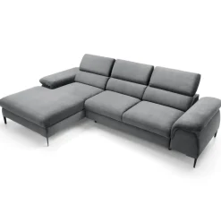 Divano letto regolabile angolare sinistra 4 posti 288x182cm tessuto grigio chiaro Loungey