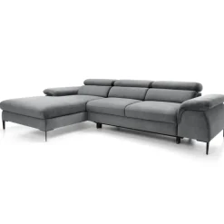Divano letto regolabile angolare sinistra 4 posti 288x182cm tessuto grigio chiaro Loungey