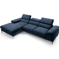 Divano letto regolabile angolare sinistra 4 posti 288x182cm tessuto blu Loungey