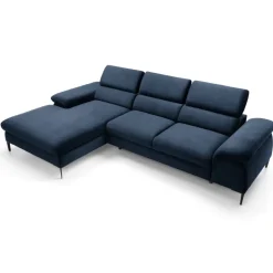 Divano letto regolabile angolare sinistra 4 posti 288x182cm tessuto blu Loungey