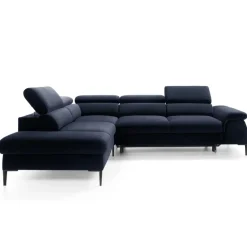 Divano letto regolabile angolare sinistra 5 posti 280x214cm tessuto blu Snuggity