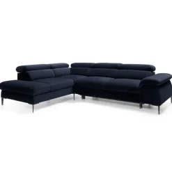 Divano letto regolabile angolare sinistra 5 posti 280x214cm tessuto blu Snuggity