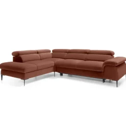 Divano letto regolabile angolare sinistra 5 posti 280x214cm tessuto arancio corallo Snuggity