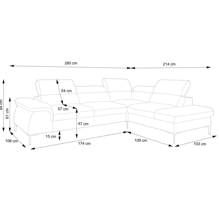 Divano letto regolabile angolare sinistra 5 posti 280x214cm tessuto verde Snuggity