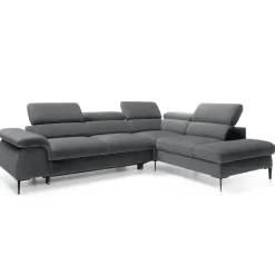 Divano letto regolabile angolare destra 5 posti 280x214cm tessuto grigio Snuggity