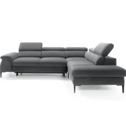Divano letto regolabile angolare destra 5 posti 280x214cm tessuto grigio Snuggity