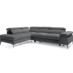 Divano letto regolabile angolare sinistra 5 posti 280x214cm tessuto grigio Snuggity