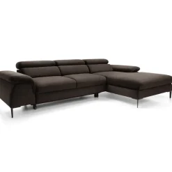 Divano letto regolabile angolare destra 4 posti 288x182cm tessuto marrone Loungey