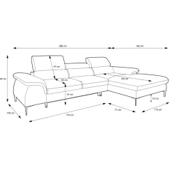 Divano letto regolabile angolare sinistra 4 posti 288x182cm tessuto marrone Loungey